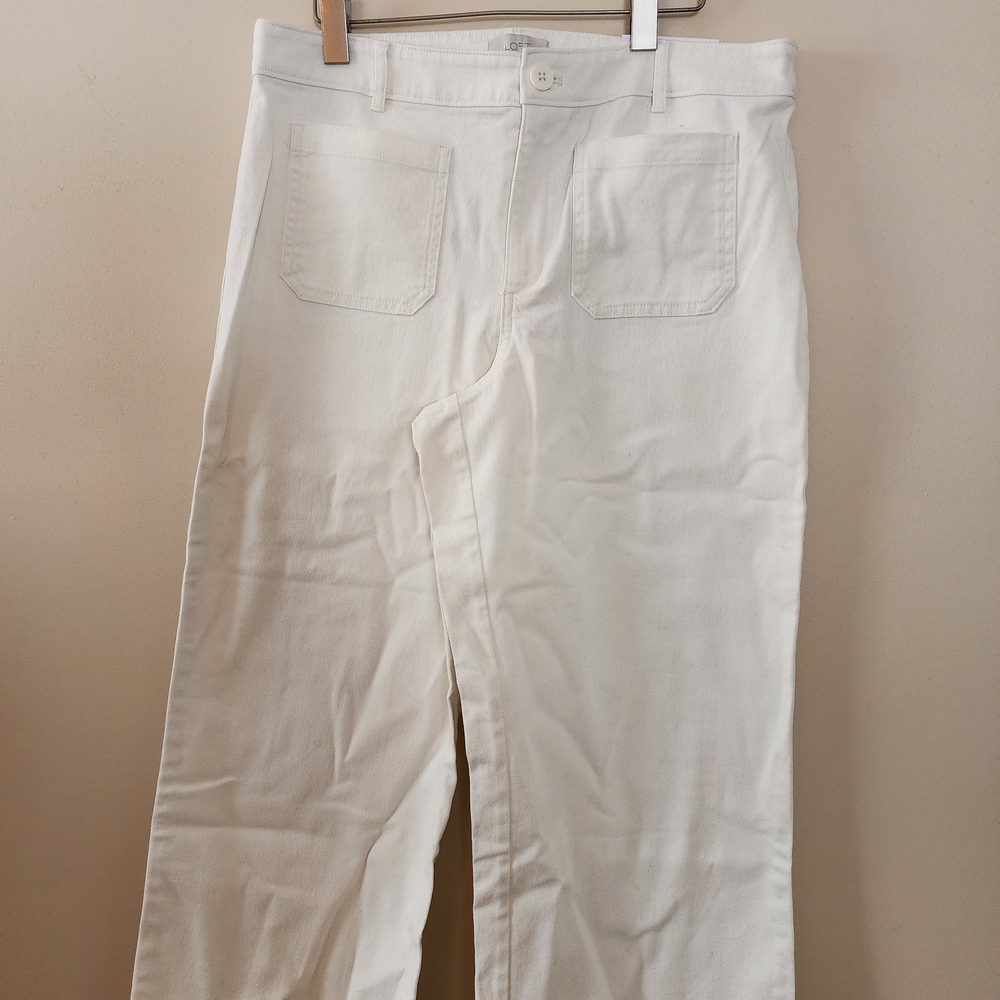 NWT LOFT Palmer Wide Leg Pants White